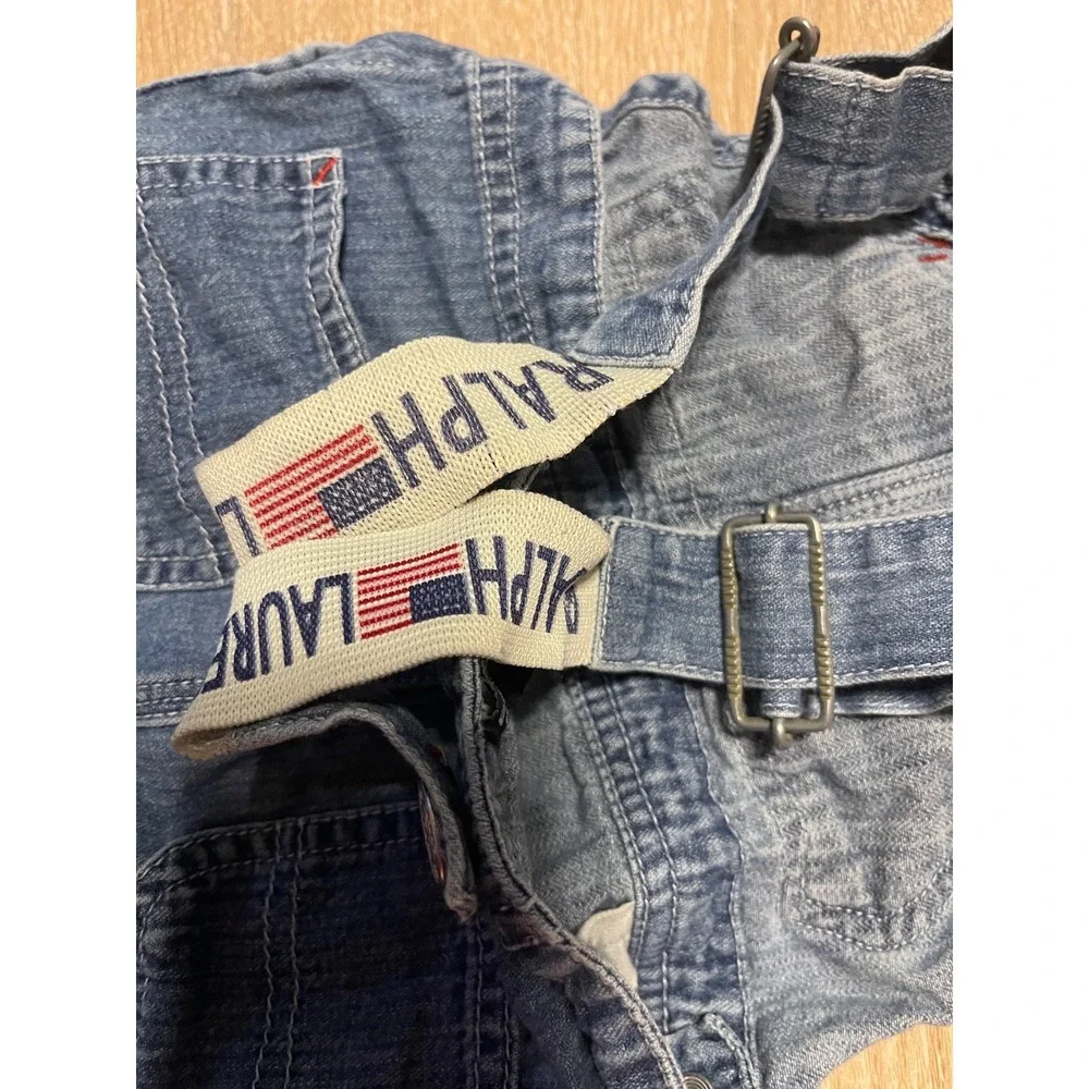 Polo Jeans Co Ralph Lauren Baby Denim Overalls Blue 6-12M Vintage Style Bibs
